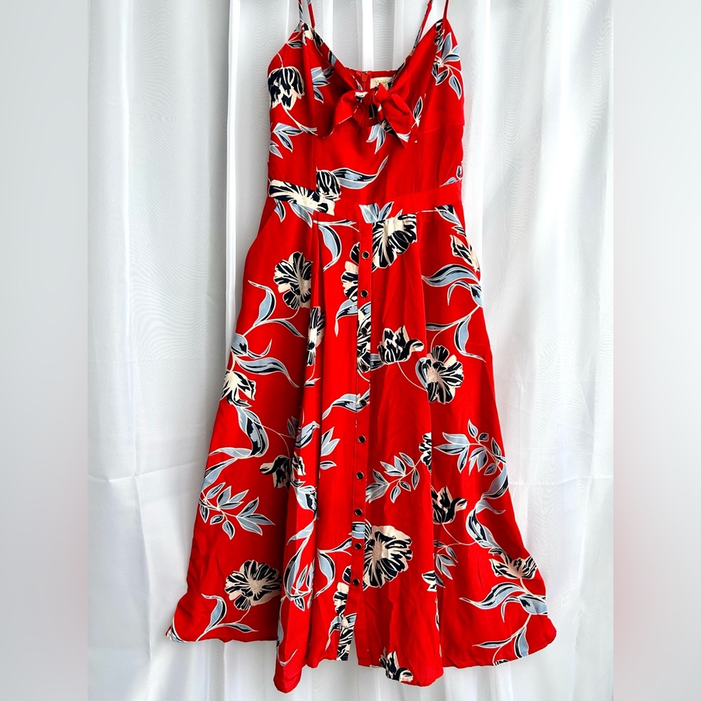 Yumi Kim - Red, Blue, White and Black Floral Dress with Adjustable Straps